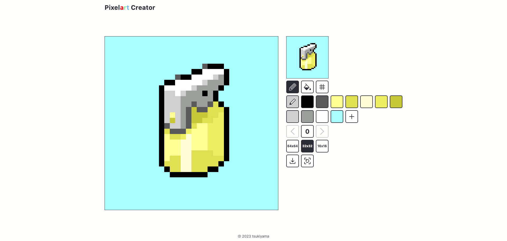 A minimalistic pixel art creator that runs in the browser